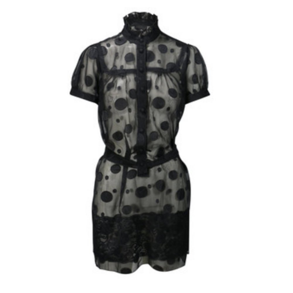 Anna Sui for Target Sheer Polka Dot Black Dress M